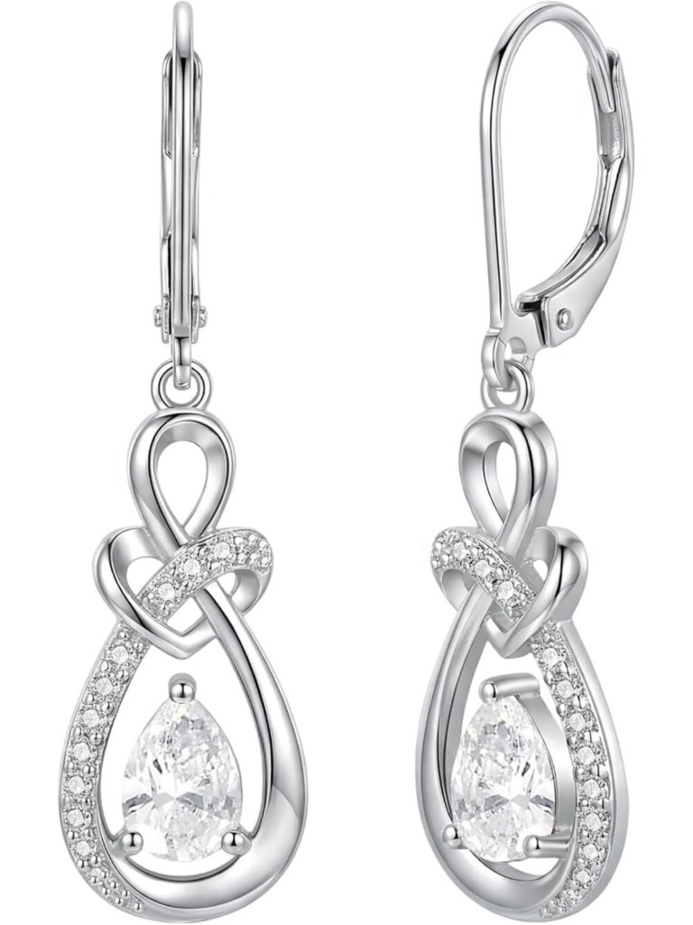 Elegant Infinity Dangle Drop Earrings in 925 Sterling Silver - Perfect Gift for